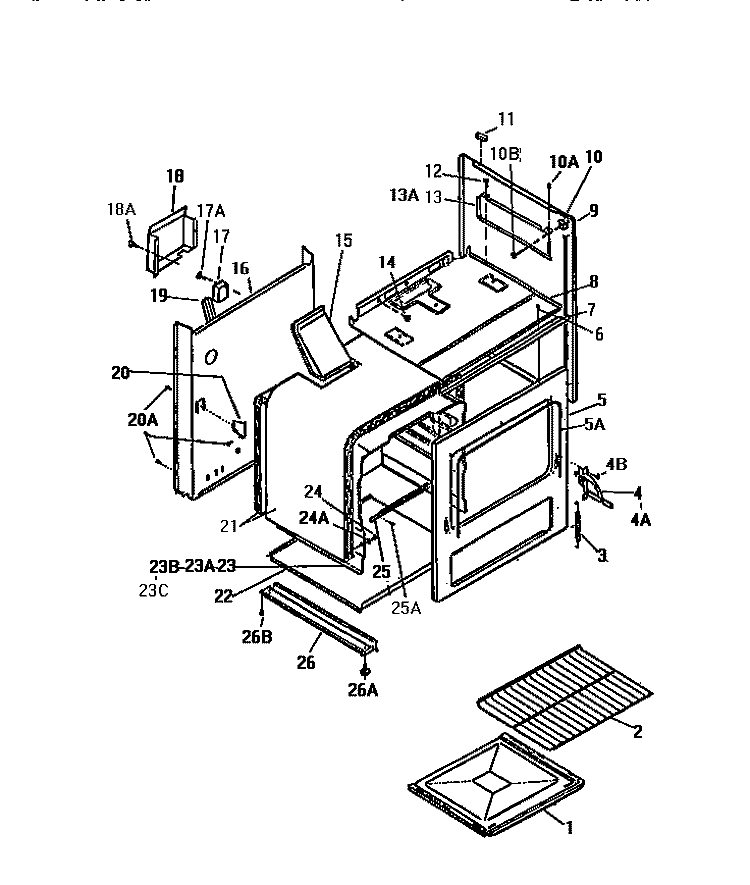 BODY, SIDE PANELS Diagram and Parts List for GF620HXW0  Frigidaire Wall Oven