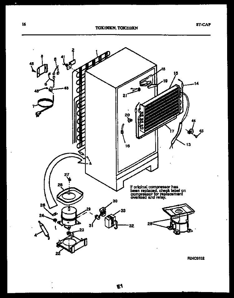 SYSTEM AND AUTOMATIC DEFROST PARTS Diagram and Parts List for TGK210KN0W  Kelvinator Refrigerator