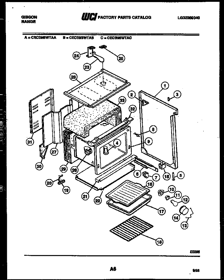 BODY PARTS Diagram and Parts List for CEC3M6WTAC  Gibson Range