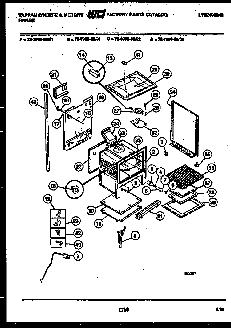 LOWER BODY PARTS Diagram and Parts List for 72-3989-00-01  Tappan Range