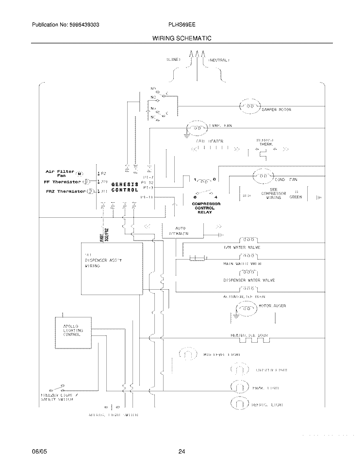 WIRING SCHEMATIC Diagram and Parts List for PLHS69EESS7  Frigidaire Refrigerator