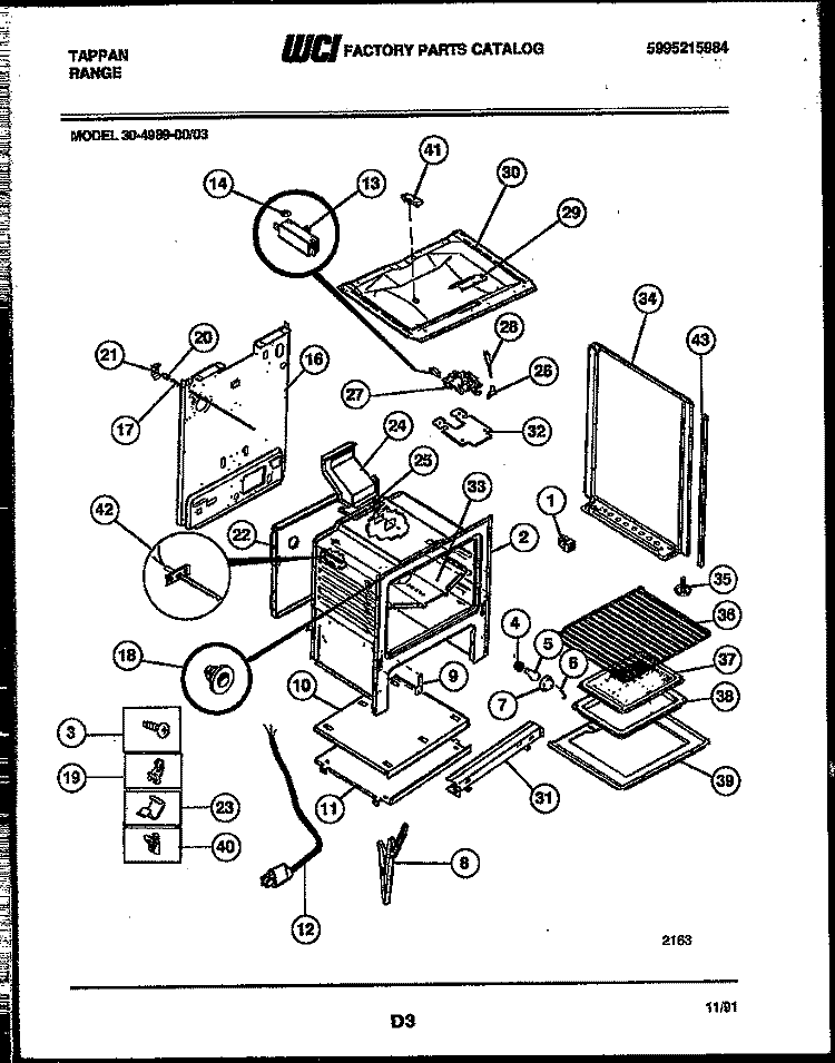 BODY PARTS Diagram and Parts List for 30-4989-00-03  Tappan Range