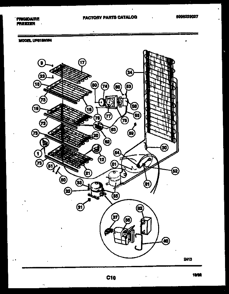 SYSTEM AND ELECTRICAL PARTS Diagram and Parts List for UFS16NW4  Frigidaire Freezer