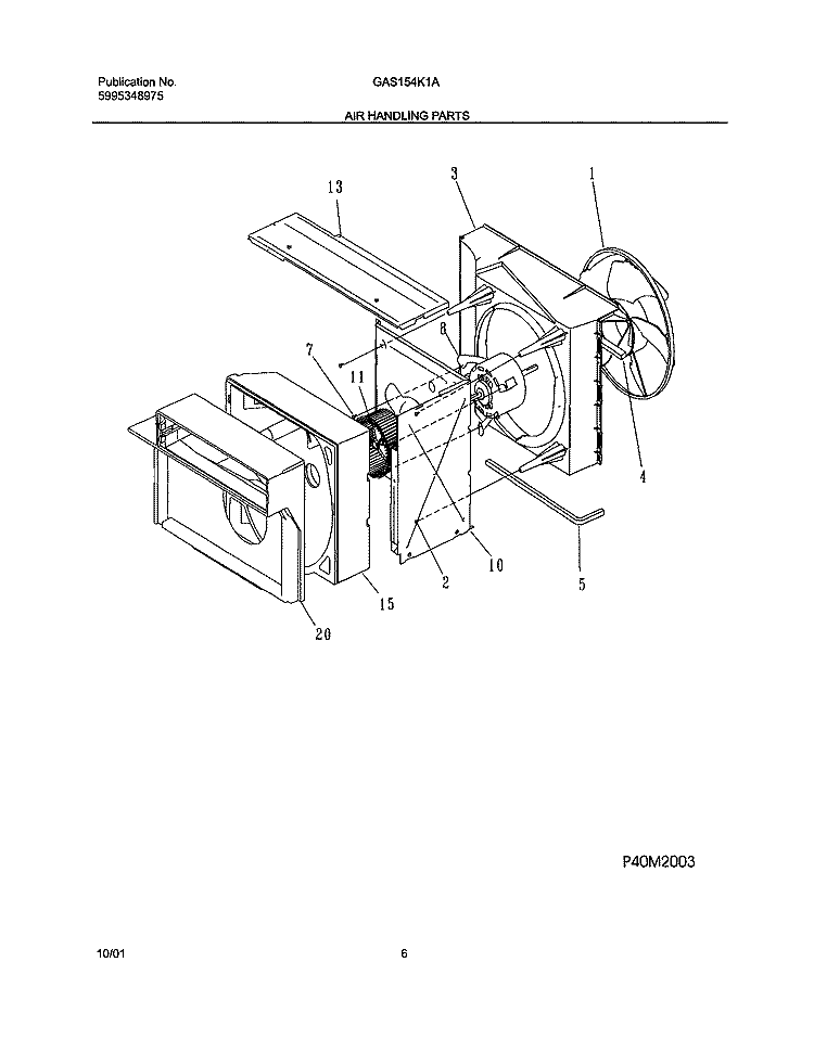 AIR HANDLING Diagram and Parts List for GAS154K1A1  Gibson Air Conditioner