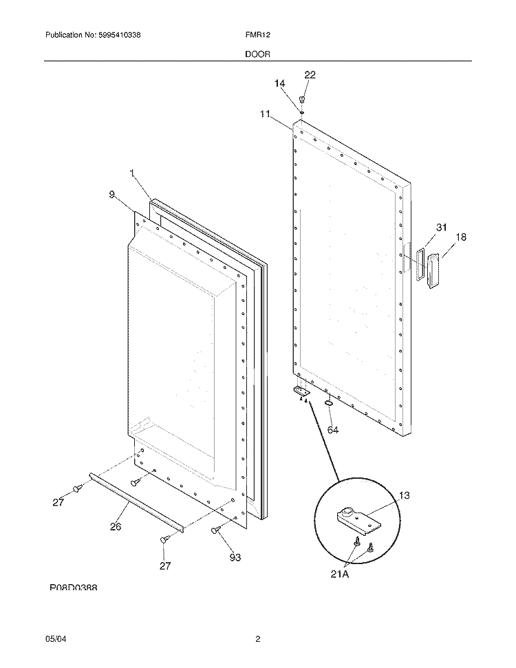 DOOR Diagram and Parts List for FMR12  Electrolux Freezer
