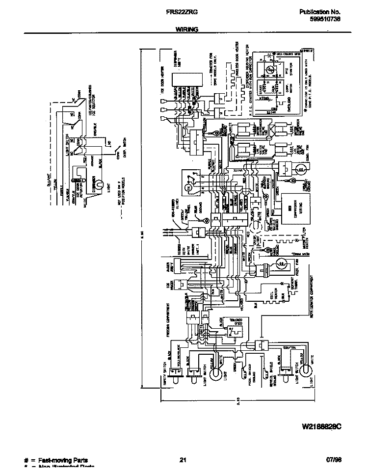 WIRING DIAGRAM Diagram and Parts List for FRS22ZRGD0  Frigidaire Refrigerator