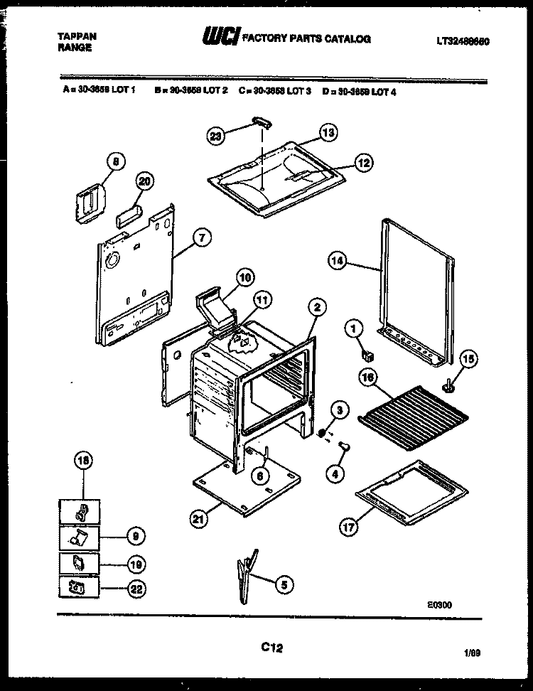 BODY PARTS Diagram and Parts List for 30-3658-00-02  Tappan Range