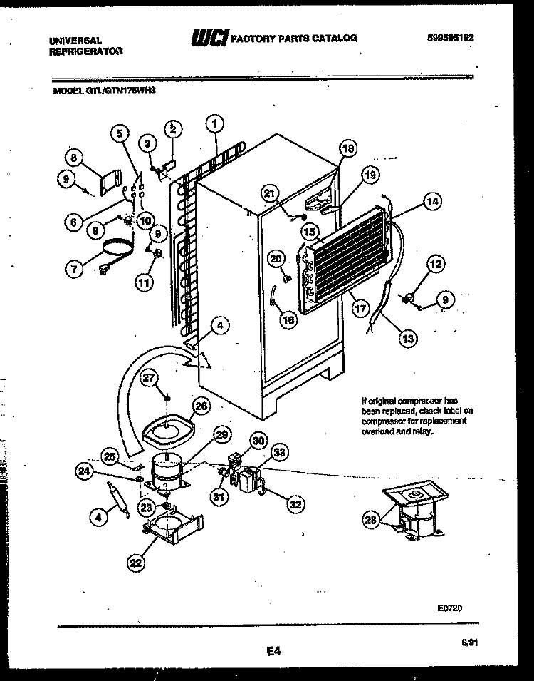 SYSTEM AND AUTOMATIC DEFROST PARTS Diagram and Parts List for GTN175WH3-23  Tappan Refrigerator