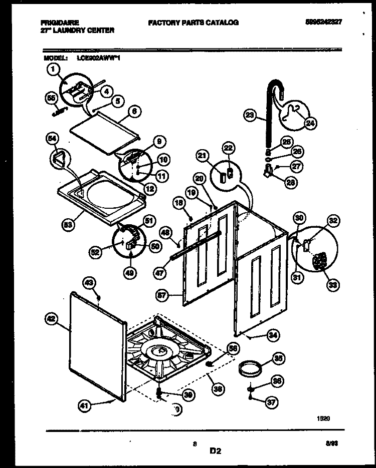 CABINET PARTS Diagram and Parts List for LCE902AWW1  Frigidaire Washer Dryer Combo