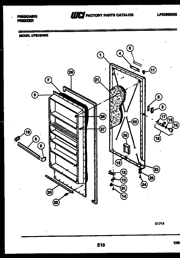 DOOR PARTS Diagram and Parts List for UFS16NW2  Frigidaire Freezer