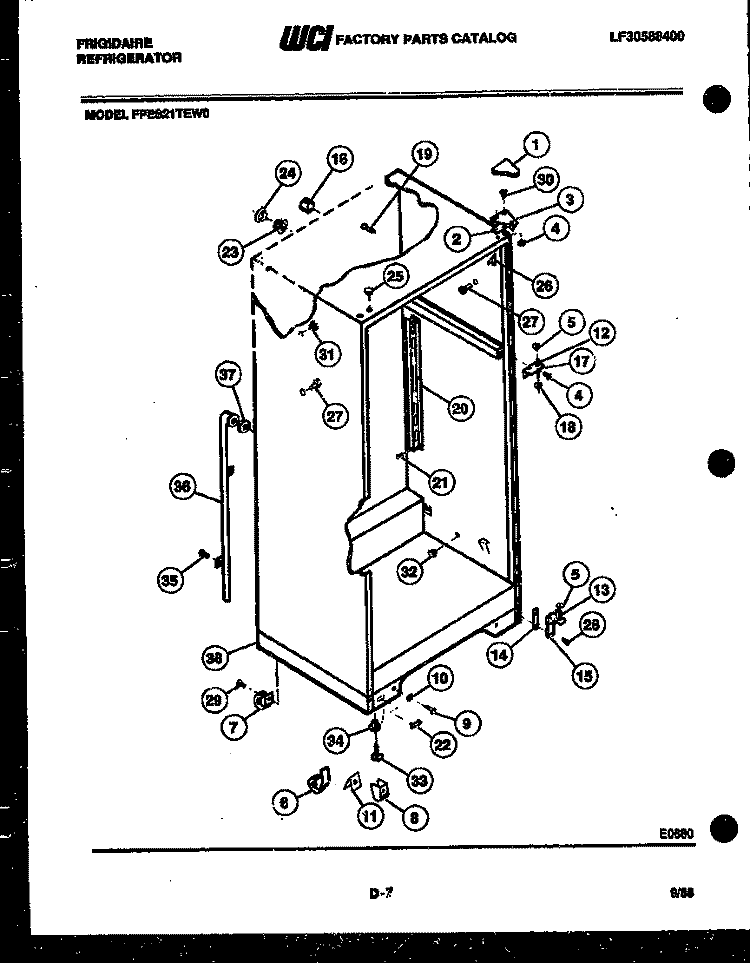CABINET PARTS Diagram and Parts List for FPES21TEA0  Frigidaire Refrigerator