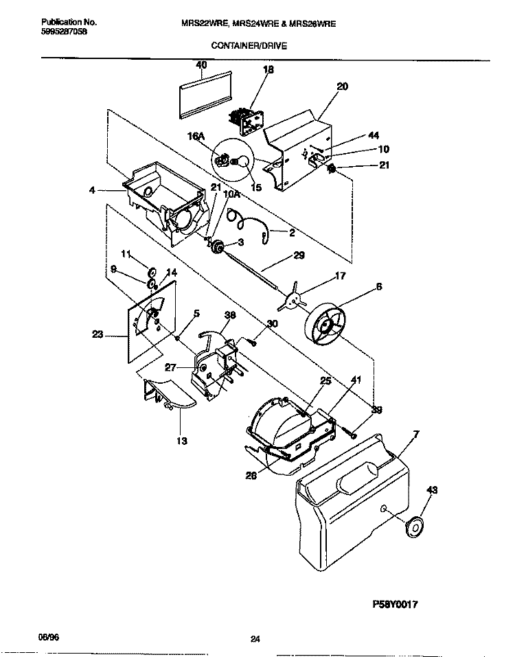 CONTAINER / DRIVE Diagram and Parts List for MRS24WRED1  Frigidaire Refrigerator