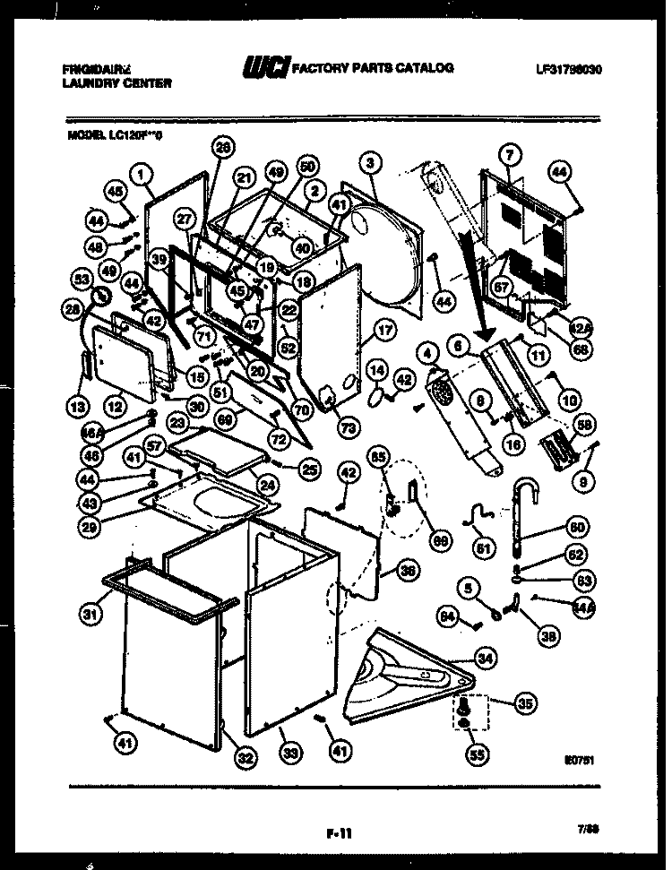 CABINET PARTS AND HEATER Diagram and Parts List for LC120FW0  Frigidaire Washer