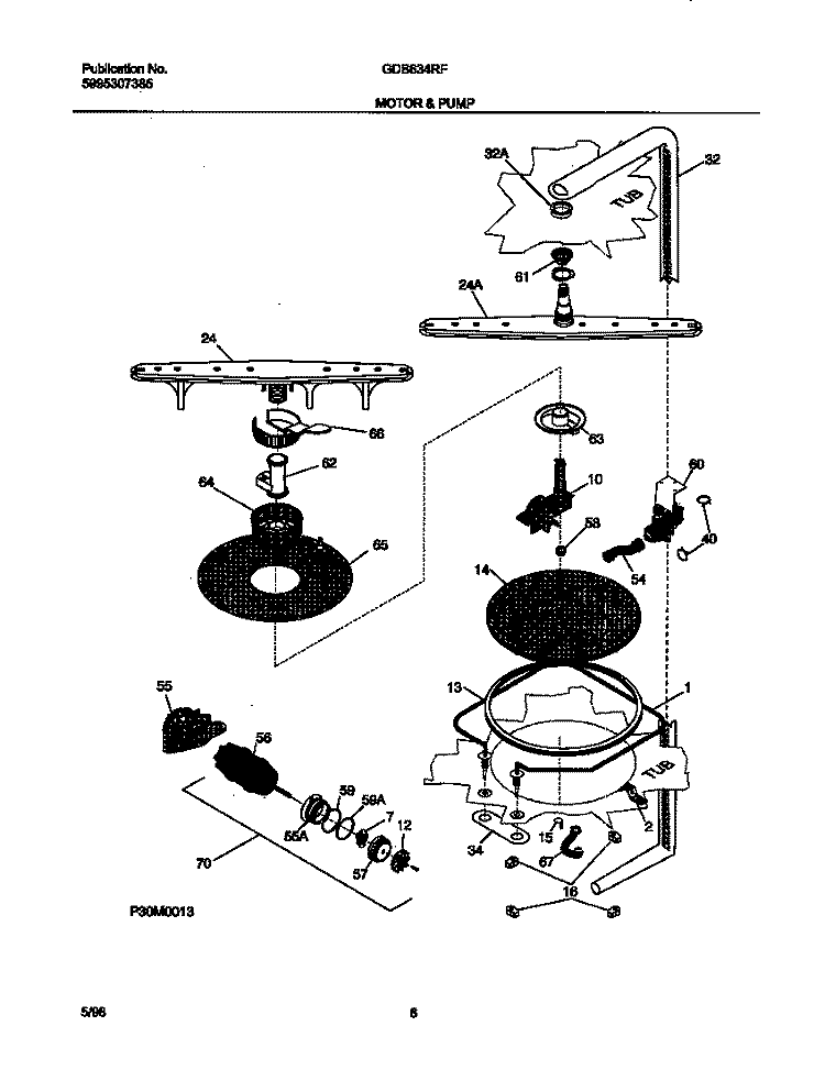 MOTOR & PUMP Diagram and Parts List for GDB634RFS2  Gibson Dishwasher