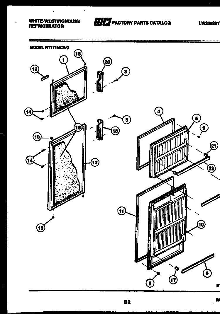 DOOR PARTS Diagram and Parts List for RT171MCW0  Frigidaire Refrigerator