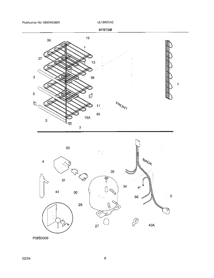 SYSTEM Diagram and Parts List for UL1293CA2  Electrolux Freezer
