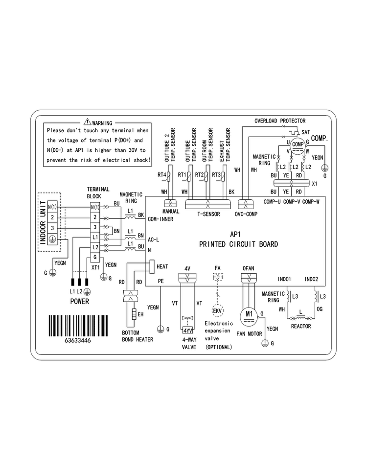 Wiring Diagram Diagram and Parts List for FFHP182CQ20  Frigidaire Air Conditioner