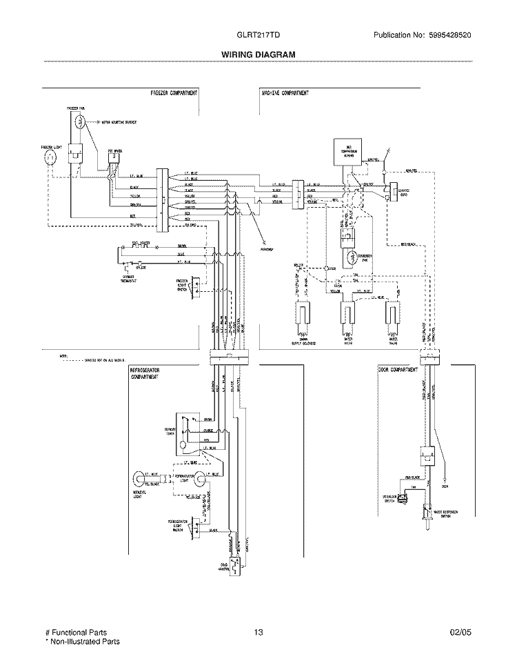 WIRING DIAGRAM Diagram and Parts List for GLRT217TDQ9  Frigidaire Refrigerator