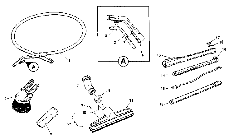 Accessories Diagram and Parts List for 00067  Electrolux Canister Vacuum