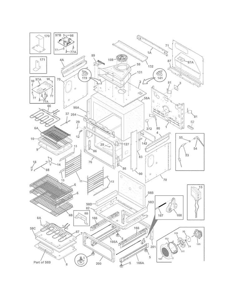 Body Diagram and Parts List for EW30IS65JSD  Electrolux Range