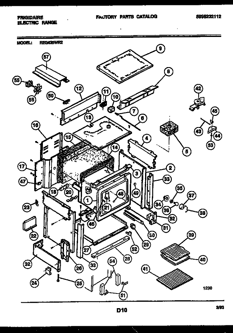 BODY PARTS Diagram and Parts List for REG435WRW2  Frigidaire Range