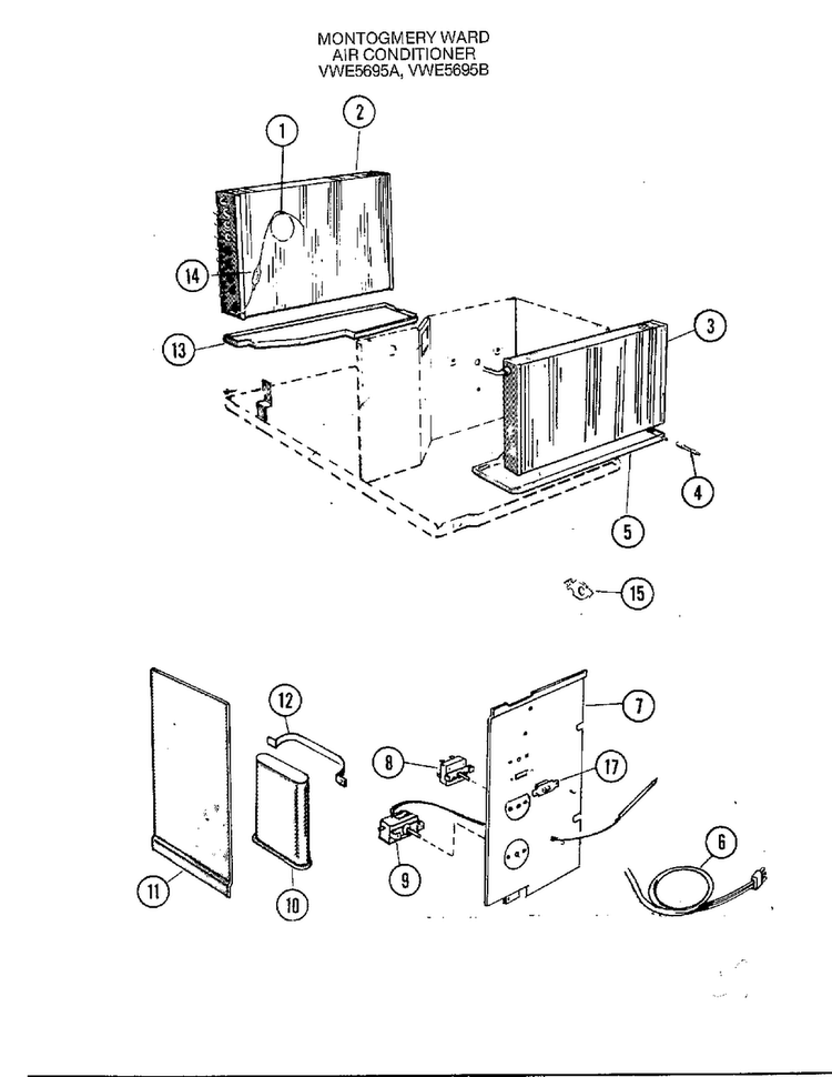 Room Air Conditioner Page 3 Diagram and Parts List for 5695A  Frigidaire Air Conditioner