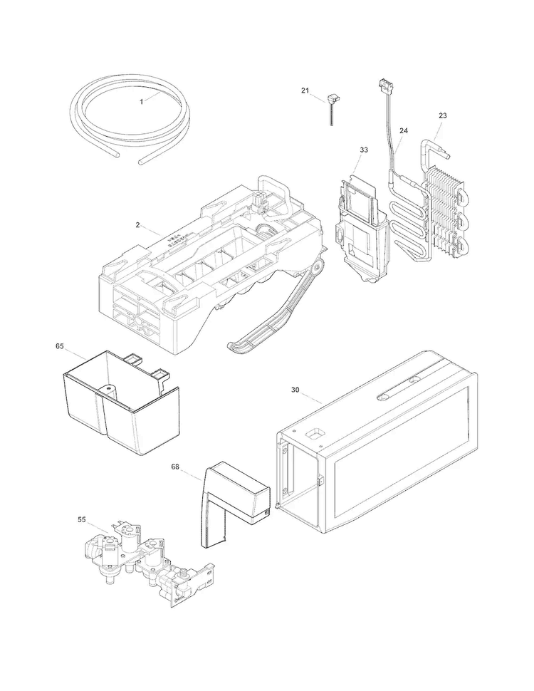 Fresh Food Ice Maker Diagram and Parts List for EW23BC85KS4  Electrolux Refrigerator