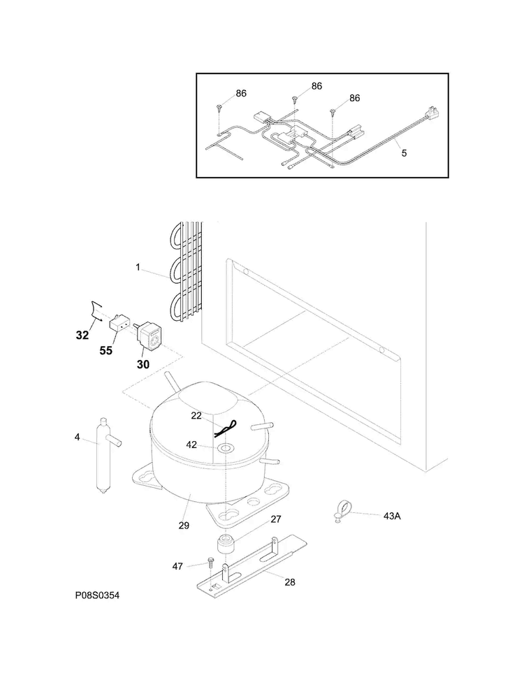 System Diagram and Parts List for FFFC16M5QWA  Frigidaire Freezer
