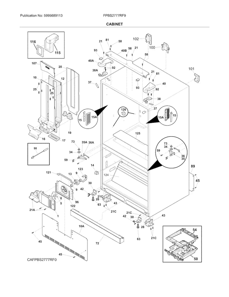Cabinet Diagram and Parts List for FPBS2777RF9  Frigidaire Refrigerator