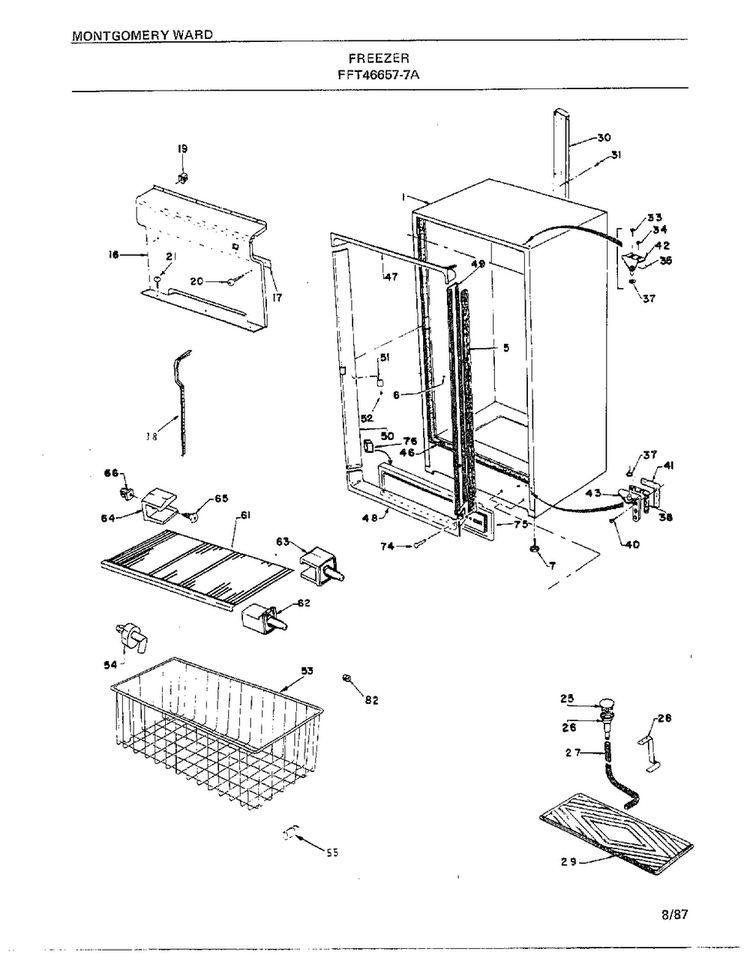 Freezer Page 7 Diagram and Parts List for 46657A-7  Frigidaire Freezer