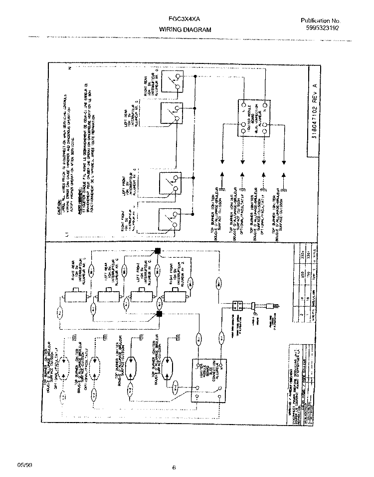 WIRING DIAGRAM Diagram and Parts List for FGC3X4XADD  Frigidaire Cooktop