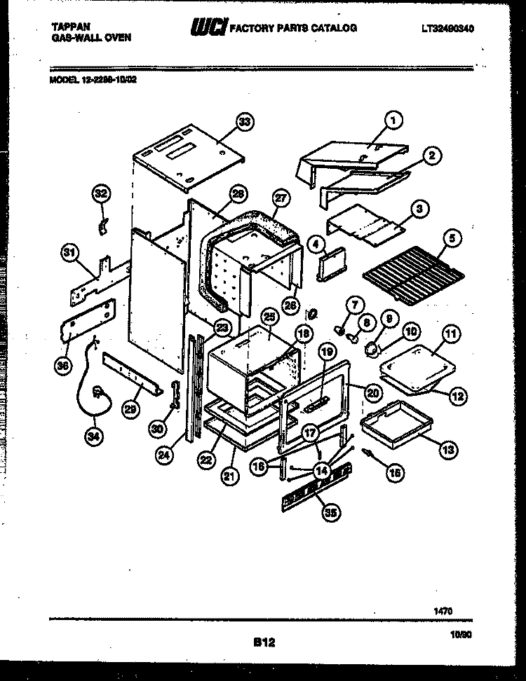 BODY PARTS Diagram and Parts List for 12-2299-00-02  Tappan Wall Oven