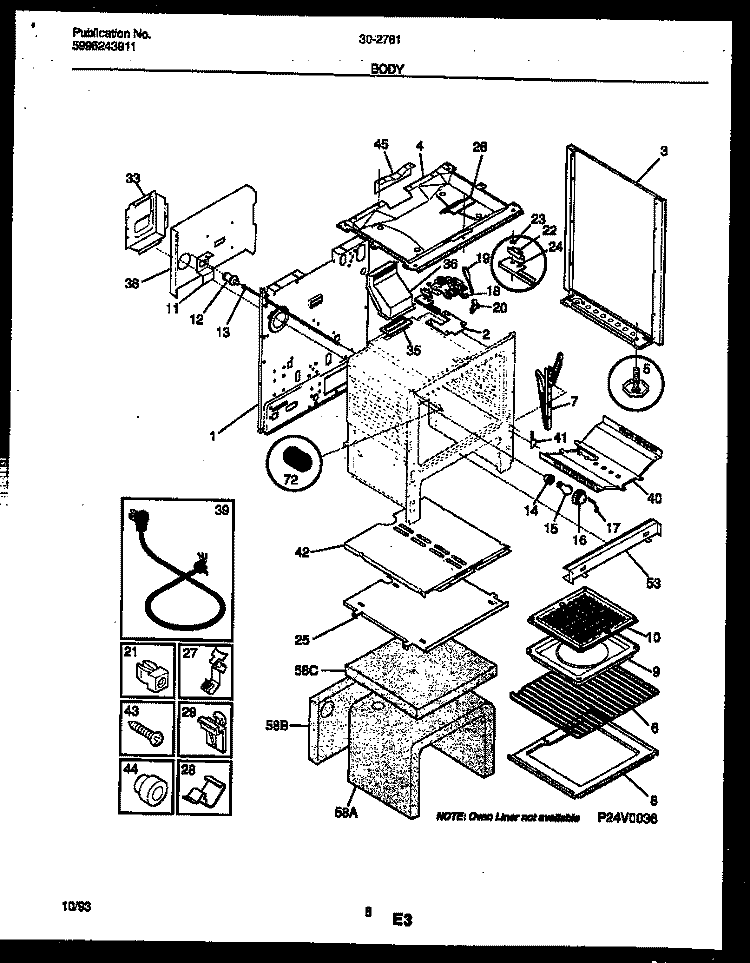 BODY PARTS Diagram and Parts List for 30-2761-00-05  Tappan Range