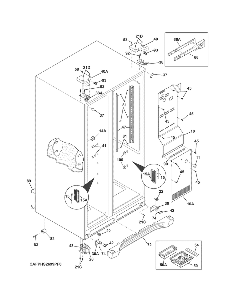 Cabinet Diagram and Parts List for FGHS2655PF1  Frigidaire Refrigerator