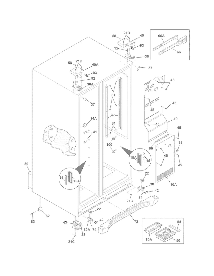 Cabinet Diagram and Parts List for FGHS2655PF2  Frigidaire Refrigerator