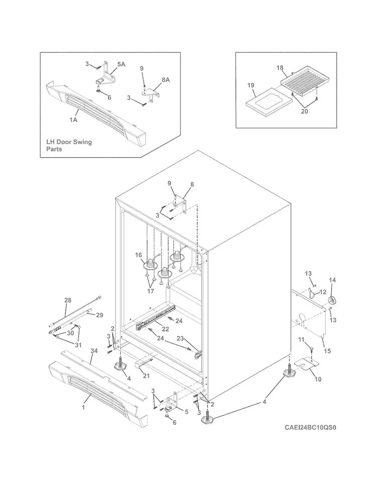 Cabinet Diagram and Parts List for EI24BC10QS0  Electrolux Wine and Beverage Cooler