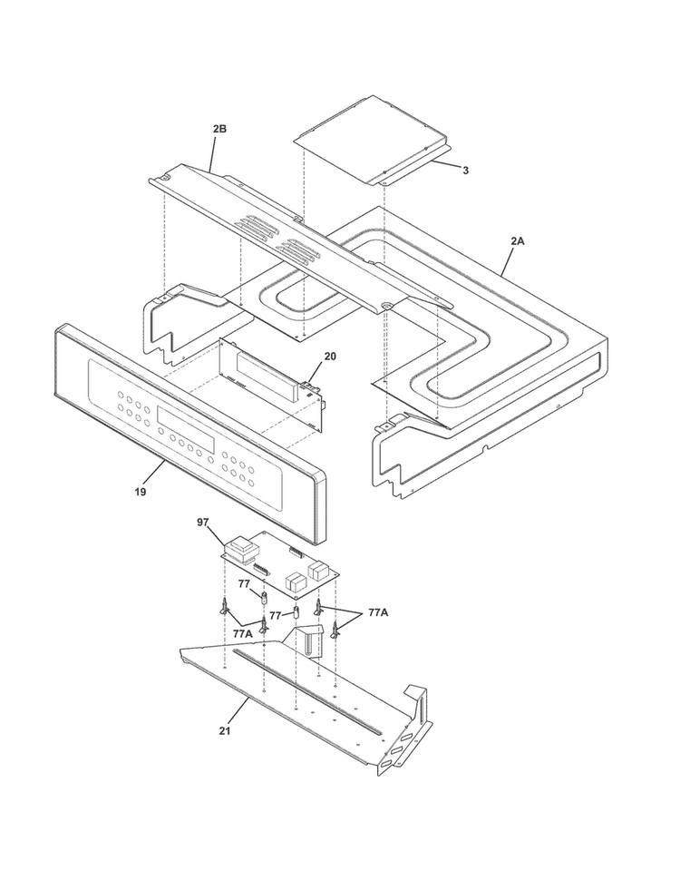 Control Panel Diagram and Parts List for FFET2725PSB  Frigidaire Wall Oven