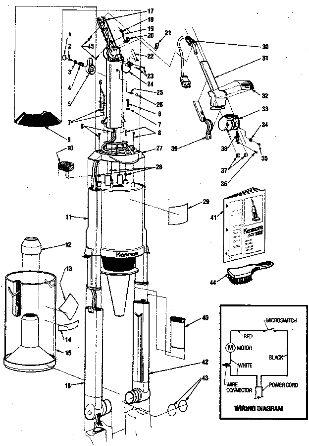 Unit Parts Diagram and Parts List for 2048778290  Kenmore Upright Vacuum