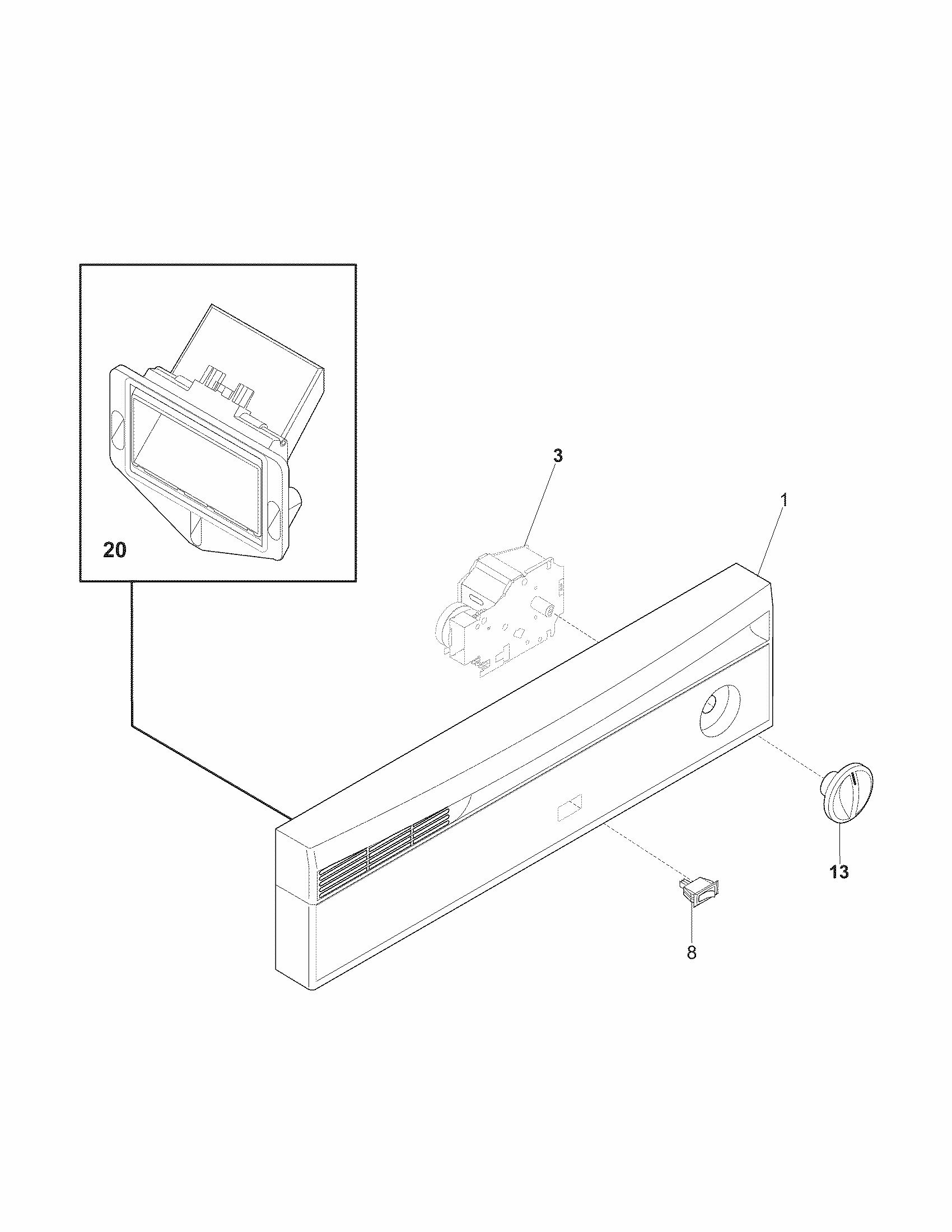 Control Panel Diagram and Parts List for 58714014407A  Kenmore Dishwasher