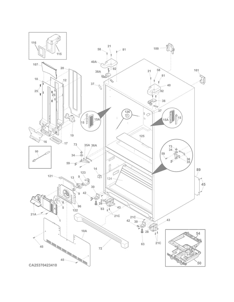 Cabinet Diagram and Parts List for FGHG2366PF4A  Frigidaire Refrigerator