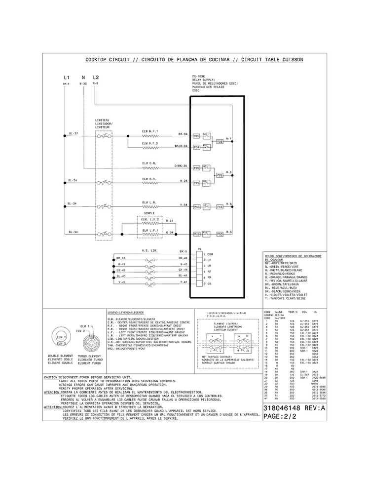Wiring Diagram Diagram and Parts List for FGEF302TNFA  Frigidaire Range