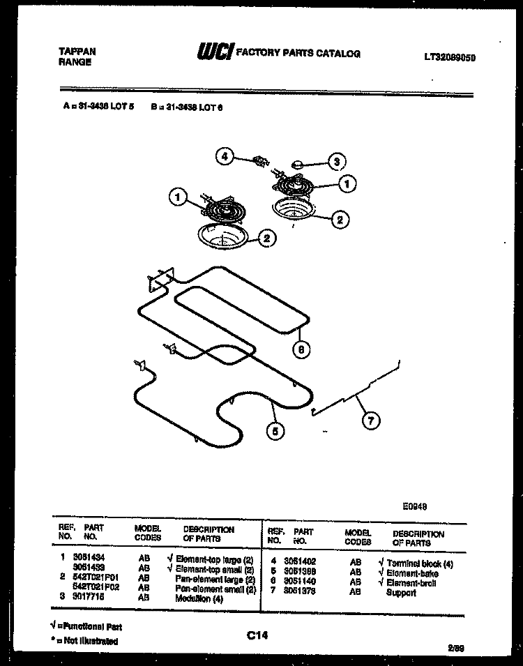 BROILER PARTS Diagram and Parts List for 31-3438-66-05  Tappan Range
