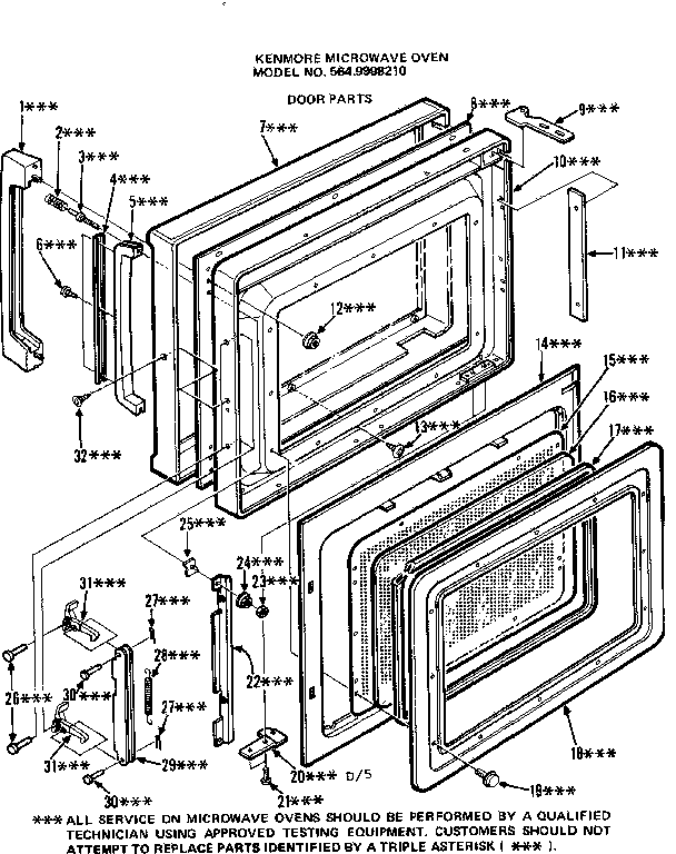 Door Parts Diagram and Parts List for 5649998210  Kenmore Microwave