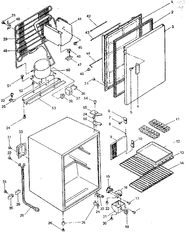 Cabinet Parts Diagram and Parts List for 5648932520  Kenmore Refrigerator