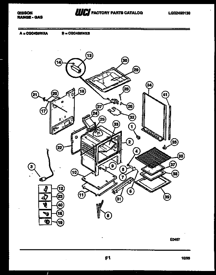 BODY PARTS Diagram and Parts List for CGC4S8WXB  Gibson Range