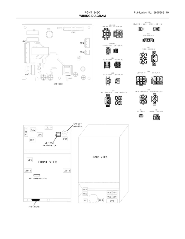 Wiring Diagram Diagram and Parts List for FGHT1846QF4  Frigidaire Refrigerator
