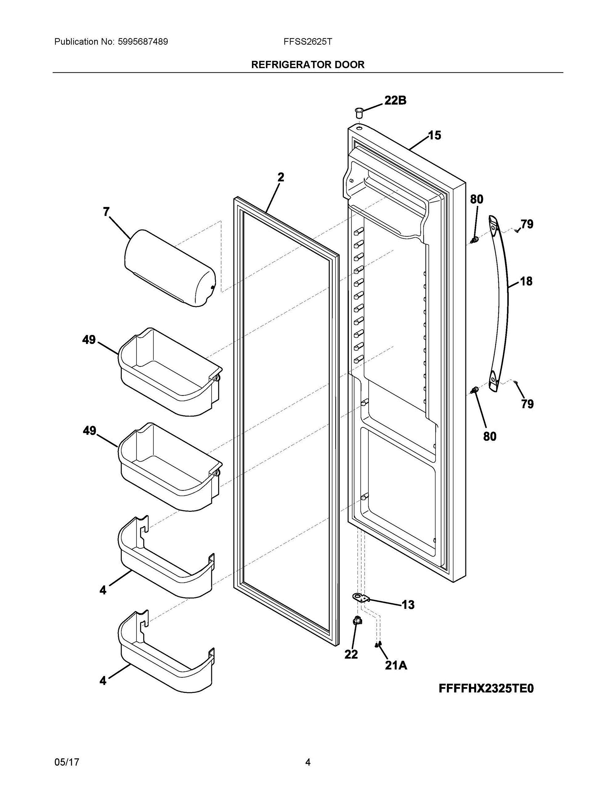 03 - REFRIGERATOR DOOR Diagram and Parts List for FFSS2625TP0  Frigidaire Refrigerator