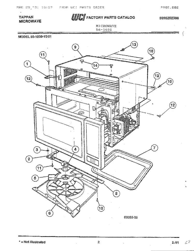 Microwave Diagram and Parts List for 56-1030  Frigidaire Microwave