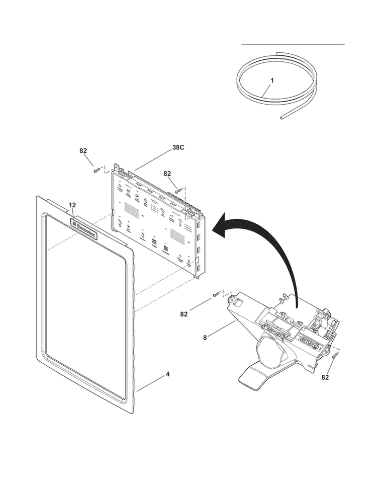 Controls & Ice Dispenser Diagram and Parts List for EI27BS26JB8  Electrolux Refrigerator
