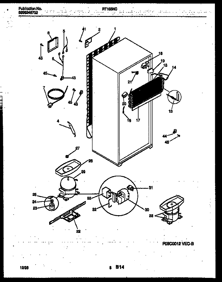 SYSTEM AND AUTOMATIC DEFROST PARTS Diagram and Parts List for RT185NCD2  Frigidaire Refrigerator